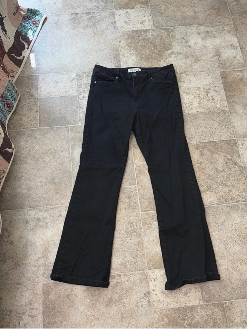 ‘Rockin C’ Black Flared Jeans
